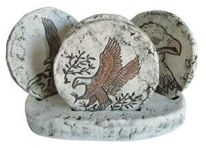 Shapes Of Clay Hand Painted Eagle Set Of 4 Coasters Made From Mt. St. Helen Ash